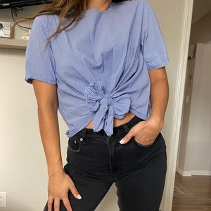 ZARA Blue striped top sz S